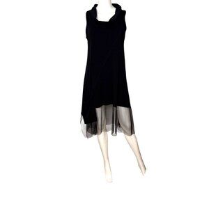 Luukaa Women's Unique Black Knit & Tule Gothic Midi Dress Size US 8